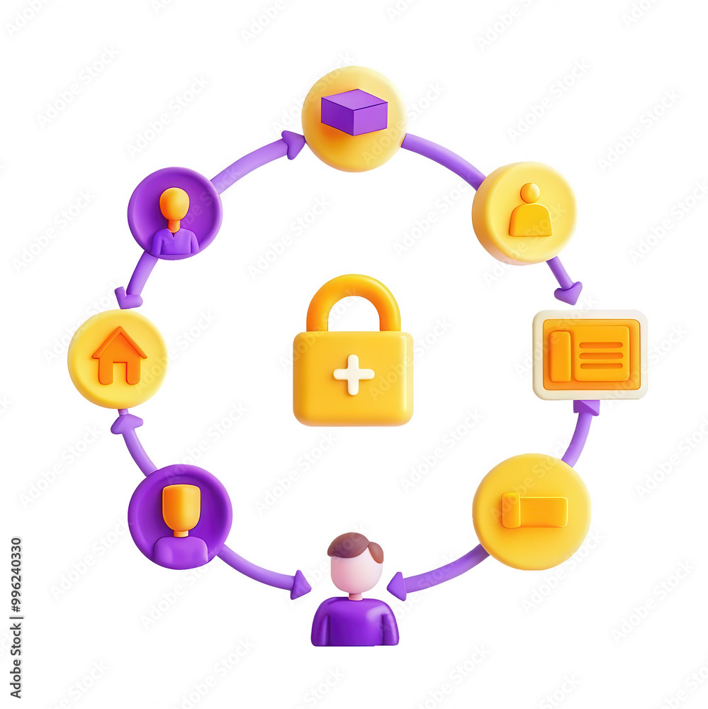Poster this image features a colorful 3d illustration depicting a security concept with nodes connected by 