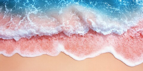 Obraz premium Serene Waves on Pink Sand Beach with Clear Blue Water