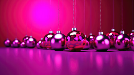 Obraz premium Illustration of christmas balls on a vivid magenta background