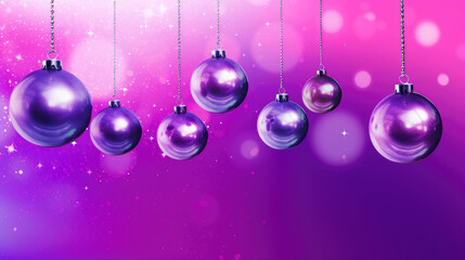 Obraz premium Illustration of christmas balls on a vivid purple background