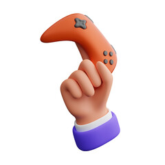 Hand holding game controller 3d illustration