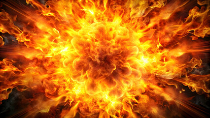 Fototapeta premium Explosion of fire in a dramatic burst of flames , inferno, blaze, combustion, combustion, detonation, burst, heat, intense, fiery