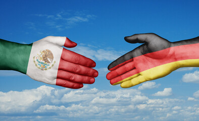 Germany and Mexico country handshaking with flags, consensus concept international co-operation illustration