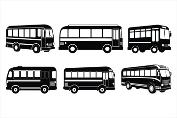 Public bus silhouette vector illustrations