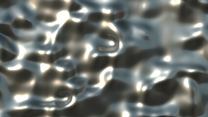 液体金属の質感。ハイライトときらめきのあるシルバーグレーの液体光沢金属のクローズアップテクスチャ｜Liquid metal texture. Close-up texture of silver-gray liquid luster metal with highlights and shimmer.