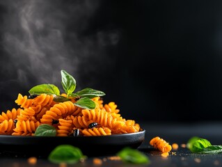 Naklejka premium A plate of beautifully arranged insect flour pasta in various natural colors