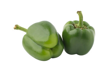 Fresh green bell pepper isolated on transparent background
