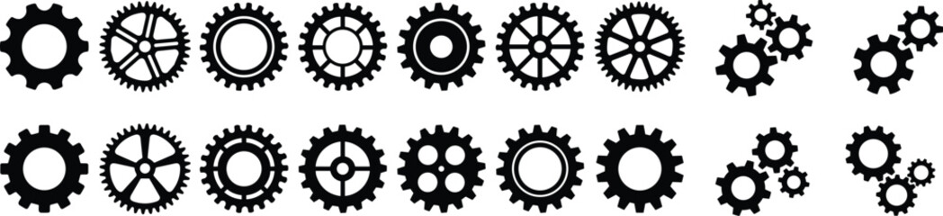 Setting gears icon set. Cogwheel group. Gear design collection.