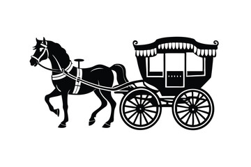 Horse-drawn Carriage vector silhouette