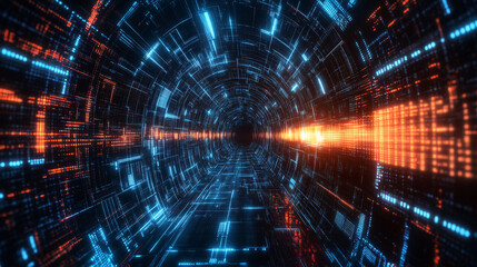 abstract  tunnel showing the future of digital technology