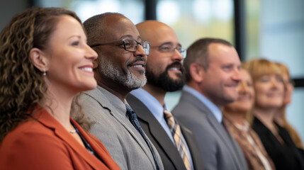 Obraz premium A group of long-term employees receiving awards for their loyalty and dedication to the company