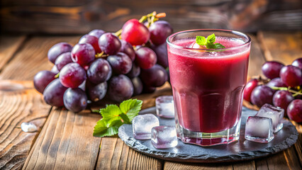 Refreshing grape juice smoothie with ice cubes, perfect for a cool and healthy drink , grapes, juice, smoothie, painting, fruit