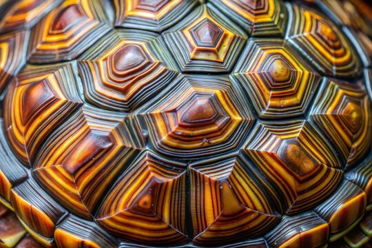 Close-up of turtle shell with detailed texture and pattern