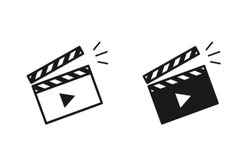 Clapper board icon set. Open and closed movie clapper. Vector EPS 10