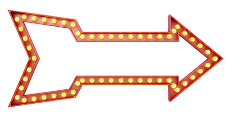 Retro style cinema sign banner arrow shape background