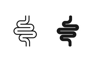 intestine icon, digestive tract, gut line and black symbol on white background - editable color vector illustration eps 10