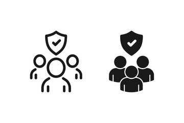 Business people icon, An inclusive workplace. Employee s Protection Filled Outline icon vector illustration on white background