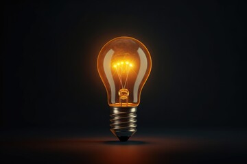 A luminous vintage light bulb shines against a dark background, showcasing its glowing filament and elegant design. Generative AI