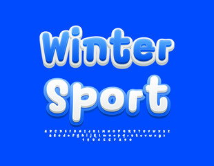 Vector artistic sign Winter Sport. Bright Playful Font. Modern Alphabet Letters and Numbers set