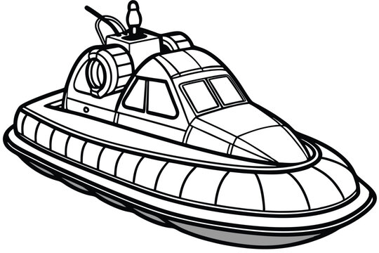recommend clip art: Hover craft vector line  art style