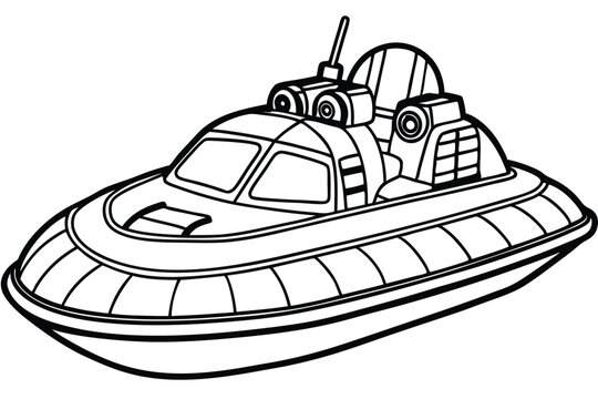 recommend clip art: Hover craft vector line  art style