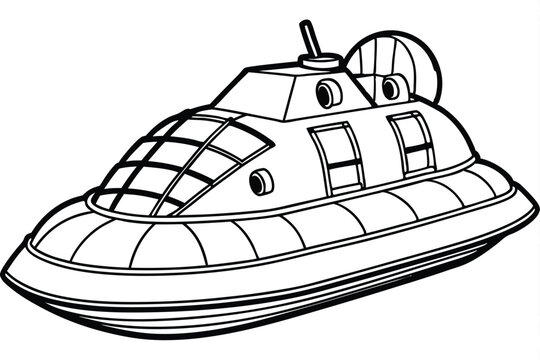 recommend clip art: Hover craft vector line  art style