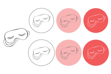 Sleeping mask vector logo set collection. Sleeping mask Outline flat logo
