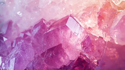 Fototapeta premium Detailed view of kunzite showcasing its soft pink and purple crystals in a macro shot.