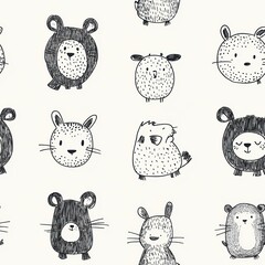 Cute Hand-Drawn Doodles Seamless Pattern