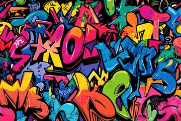 Abstract Graffiti Art with Bold Colors and Shapes