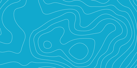 Abstract blue topography contour map background design .geometric white wave curve lines texture. A seamless blue vector background featuring abstract white contour lines forming fluid, wavy patterns.