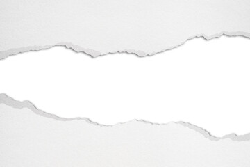 White cardboard is torn into strips on isolated against transparent background.