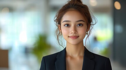 Obraz premium Confident Young Businesswoman in a Modern Office Setting