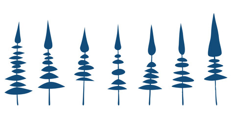 Stylized trees, isolated on white background, vector design	
