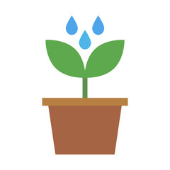 Watering potted plant icon. Vector.