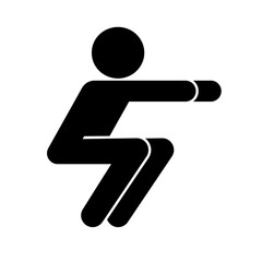 Person doing squat silhouette icon. Vector.