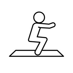 Person doing squat on mat icon. Vector.