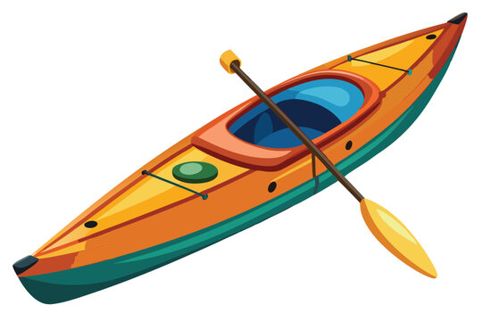 colorful kayak with paddle, water sport clip art preview