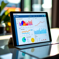 A digital tablet displaying a health app with graphs and statistics, representing monitoring and managing health.