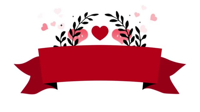 video illustration of a red text banner with heart decoration, suitable for a romance or friendship theme