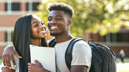 bright and emotional portrait of two happy black high school students embracing and celebrating together after receiving excellent test results, showcasing the triumph of academic 