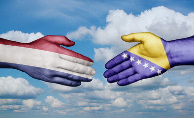 Netherlands and Bosnia and Herzegovina country handshaking consensus concept international co-operation illustration