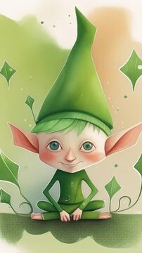 Santa Claus elf in green suit illustration