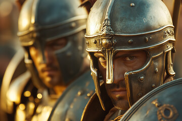 Intense Gladiators Preparing for Combat in Early Morning Light  