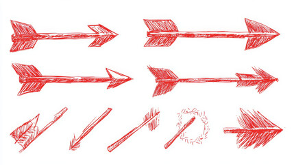 A vector icon of a red arrow pointing upwards, designed with a distressed, grunge brush effect. The rough texture of the paint adds an edgy, bold feel, emphasizing movement, progress, or growth in a v