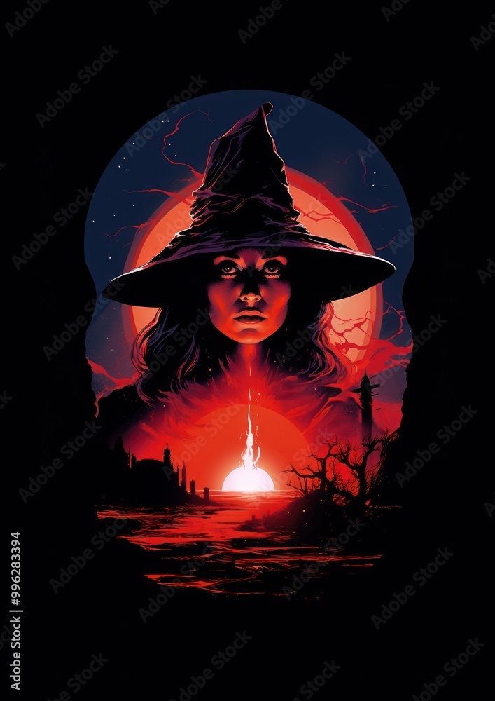 Canvas Prints Witch adult night art.