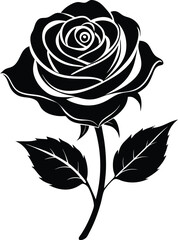 Bold Black and White Rose Vector Art