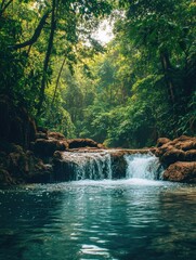 Naklejka premium Serene Forest Waterfall