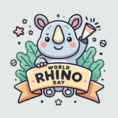 flat illustration happy world rhino day