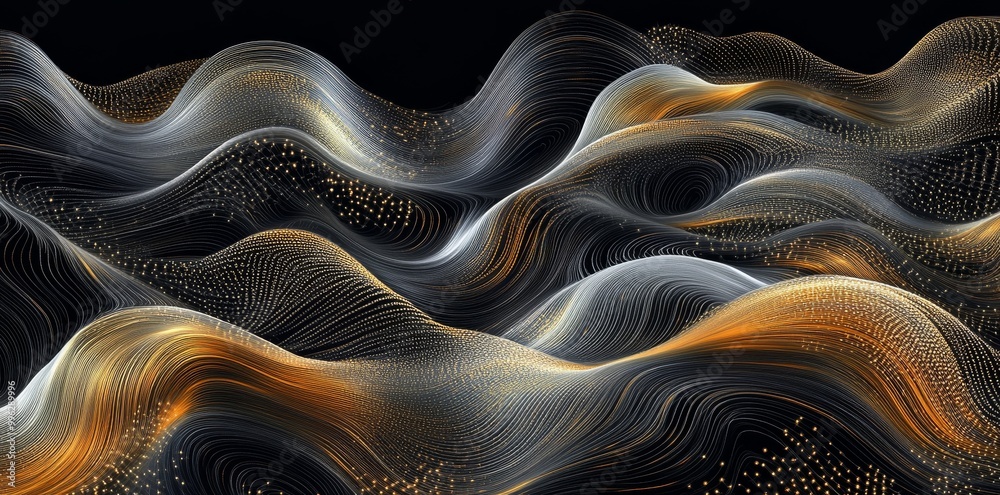 Poster Background: Golden and black textured 3D abstract wallpaper. Background: Gold and black textured wallpaper.